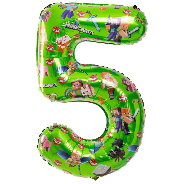 Шар Цифра "5" Пиксельные Человечки (в упаковке)  