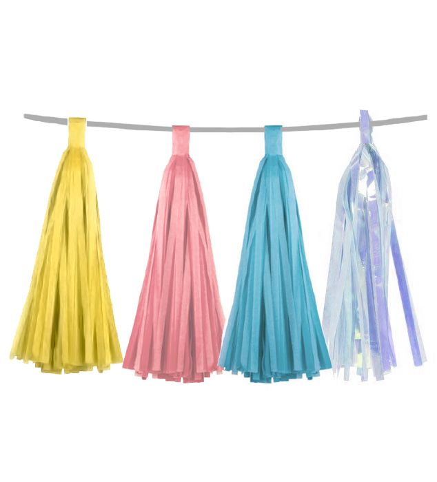 Гирлянда Тассел, Ассорти Макаронс 4 цвета, листы