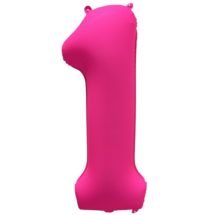 Шар Цифра "1" Неон Розовый / Pink (в упаковке)  
