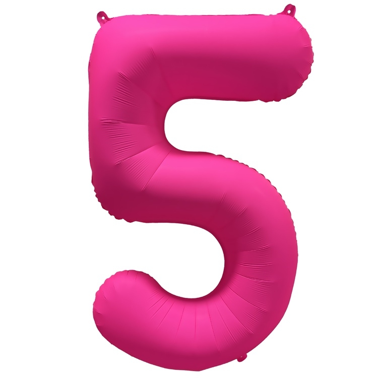 Шар Цифра "5" Неон Розовый / Pink (в упаковке)   