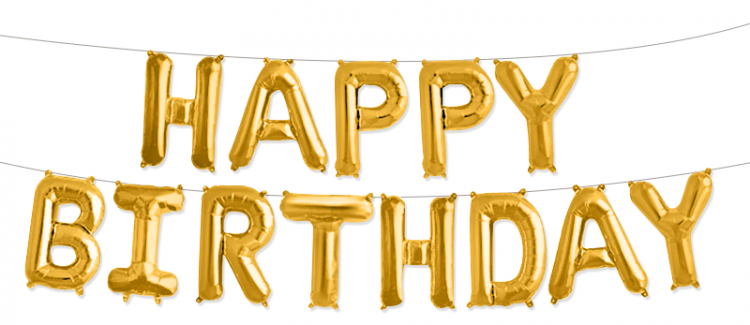 Набор букв мини, "Happy Birthday", Золото (в упаковке)